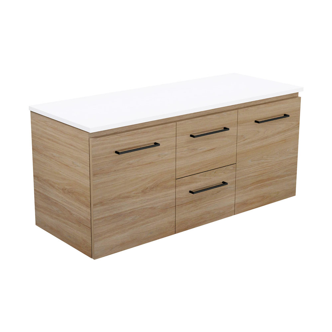 Fienza Carmen 1200 Dbl Wall Hung Vanity 2D/2Dr Premium Stone (A/C Only) Basin Not Inc