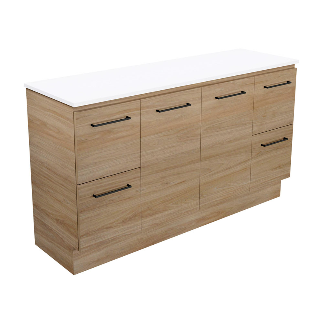 Fienza Carmen 1500 Dbl Floor Standing Vanity 2D/4Dr Wave Top