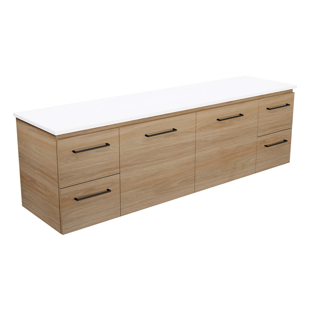Fienza Carmen 1800 Dbl Wall Hung Vanity 2D/4Dr Premium Stone Basin Not Inc
