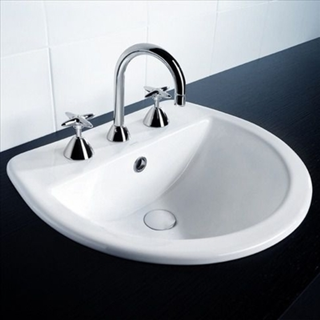 Caroma Cosmo Vanity Basin 500mm X 440mm 3 Tap Hole - White