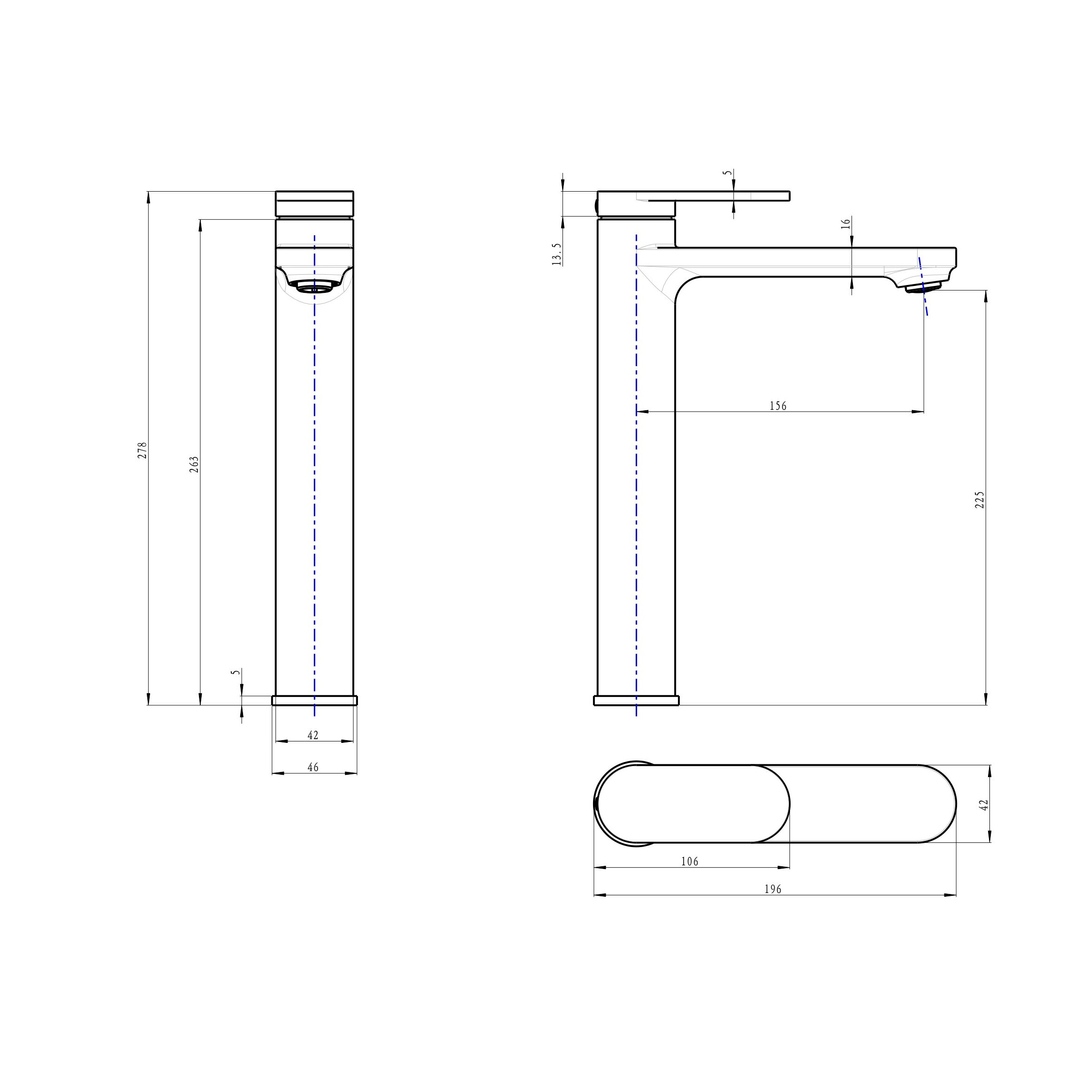 Linsol Capo Tall Basin Mixer - Brushed Brass