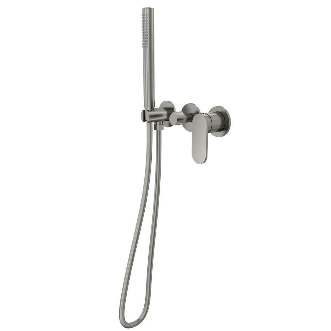 Linsol Capo 3-Plate Wall Mixer With Hand Shower Trim Kit - Gunmetal