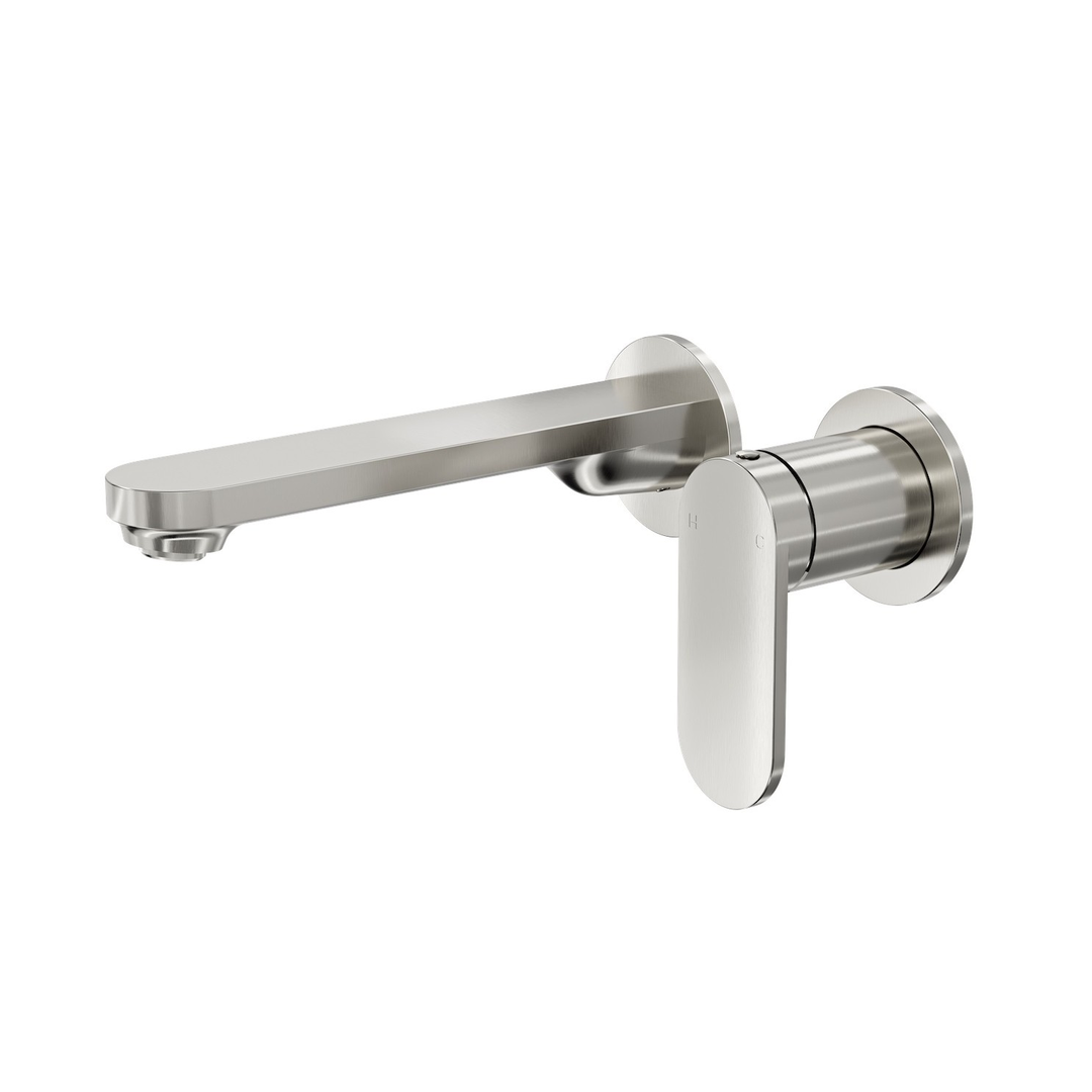 Linsol Capo 2-Plate Wall Basin or Bath Mixer - Brushed Nickel