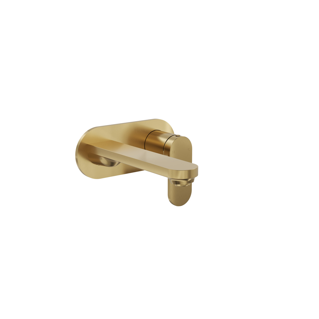 Linsol Capo 1-Plate Wall Basin Or Bath Mixer - Brushed Brass