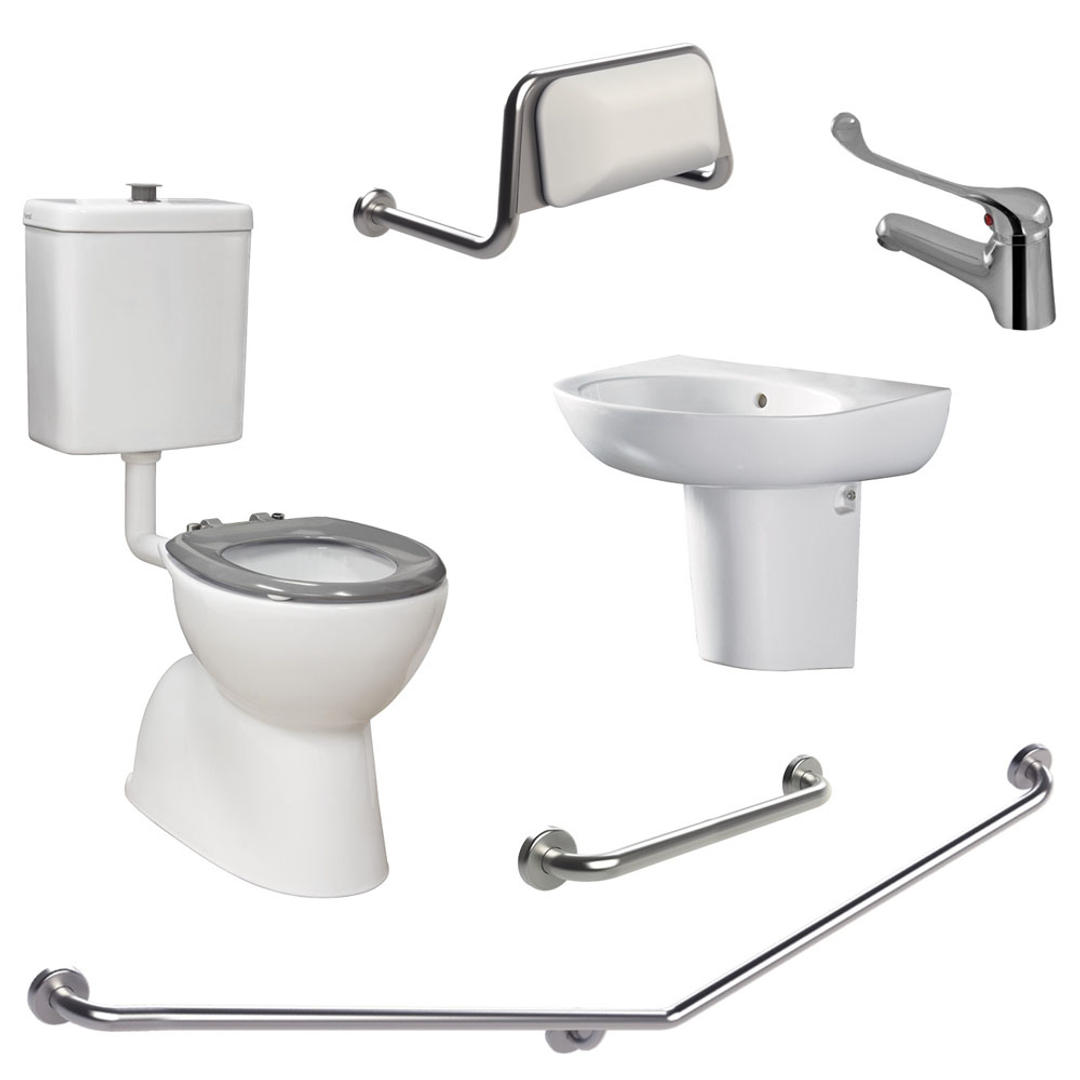 Fienza Accessible Toilet Care Kit 2 40D Rh Rail Grey Seat Link Suite