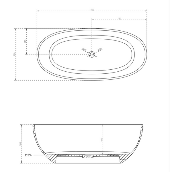 Cassa Design Wow Translucency Resin Stone Bath Crystal Clear 1500mm