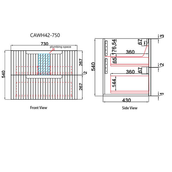 Aulic Tuscana Wall Hung Wave Groove Finger Pull Cabinet 750 With Crystal Ceramic Top