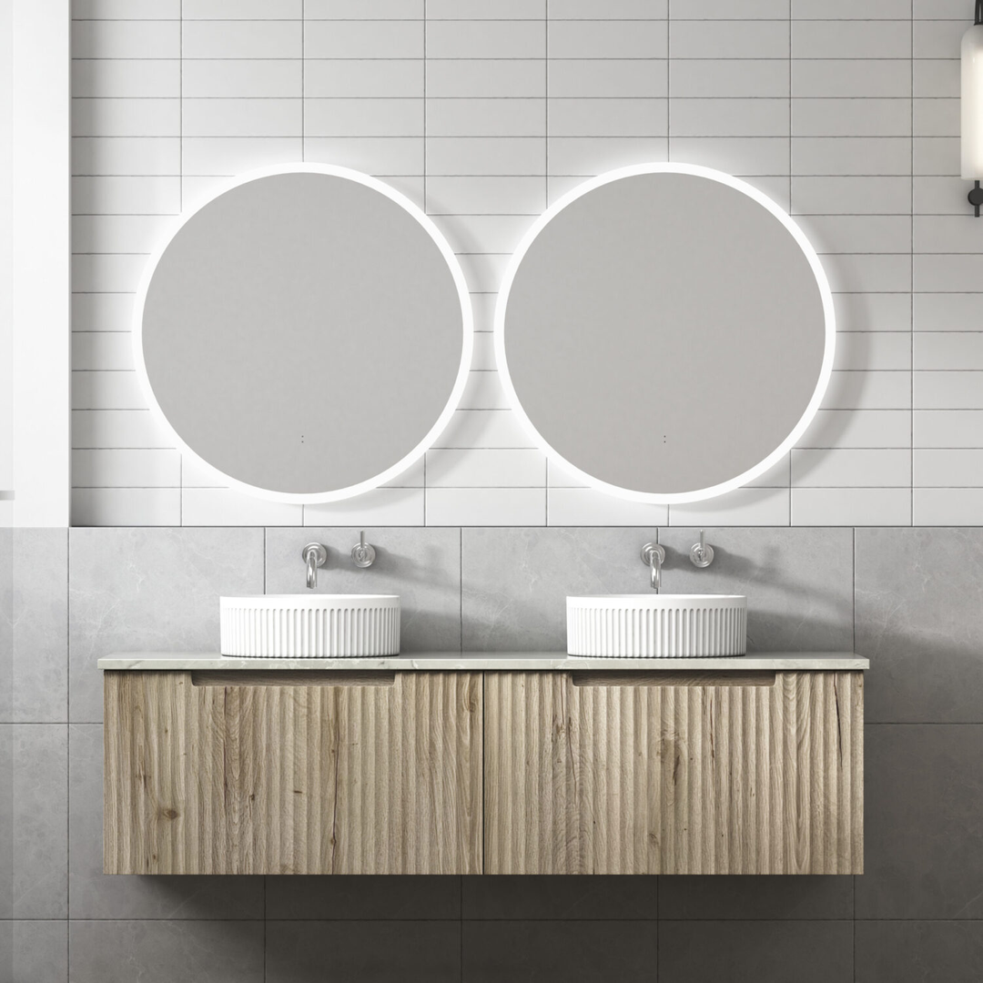 Aulic Calder W/H Wave Groove F/Pull Cabinet 1500D Bowls With Alpine Undermount Basin