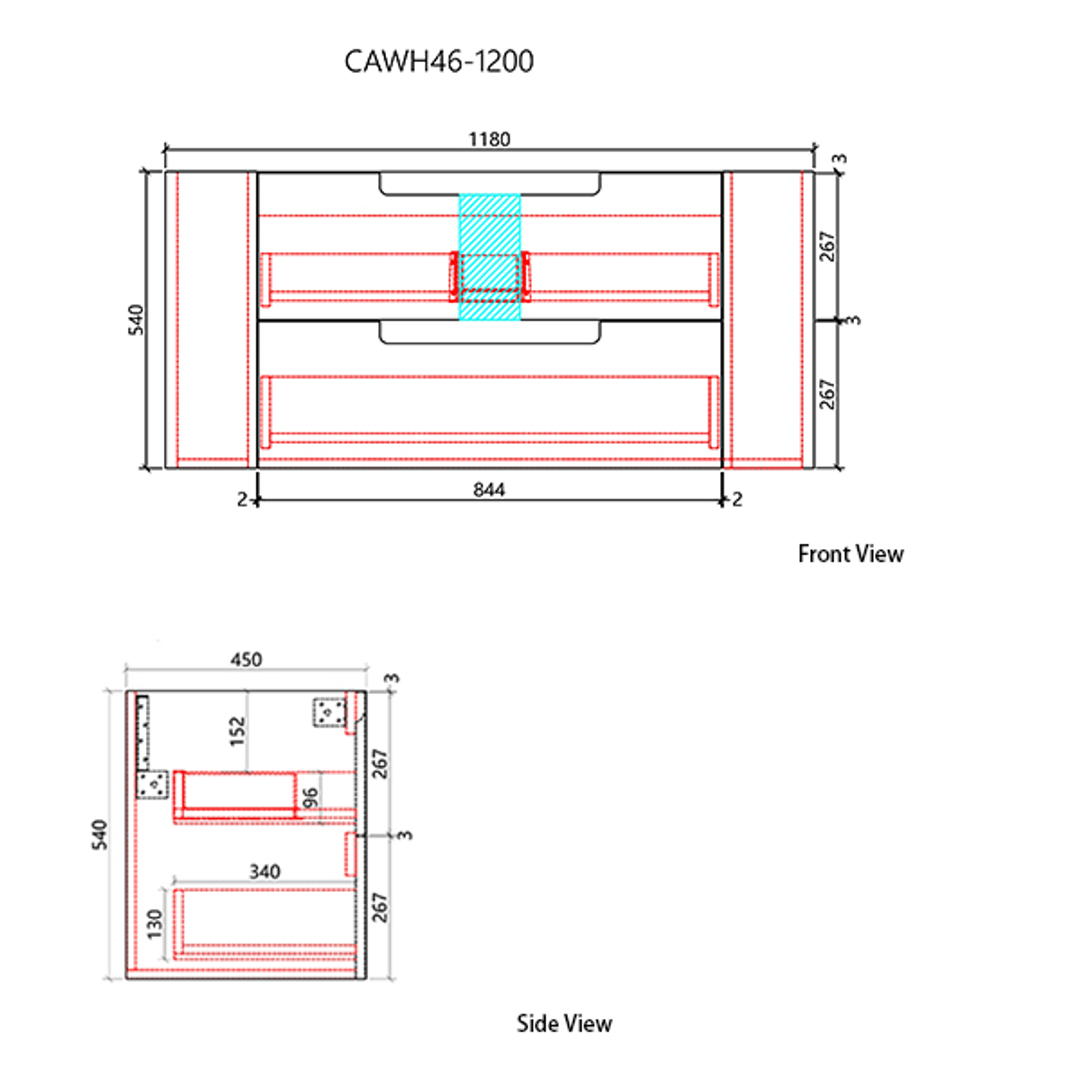 Aulic Curva 1200mm Wall-Hung Vanity - Cato Flat Stone Top