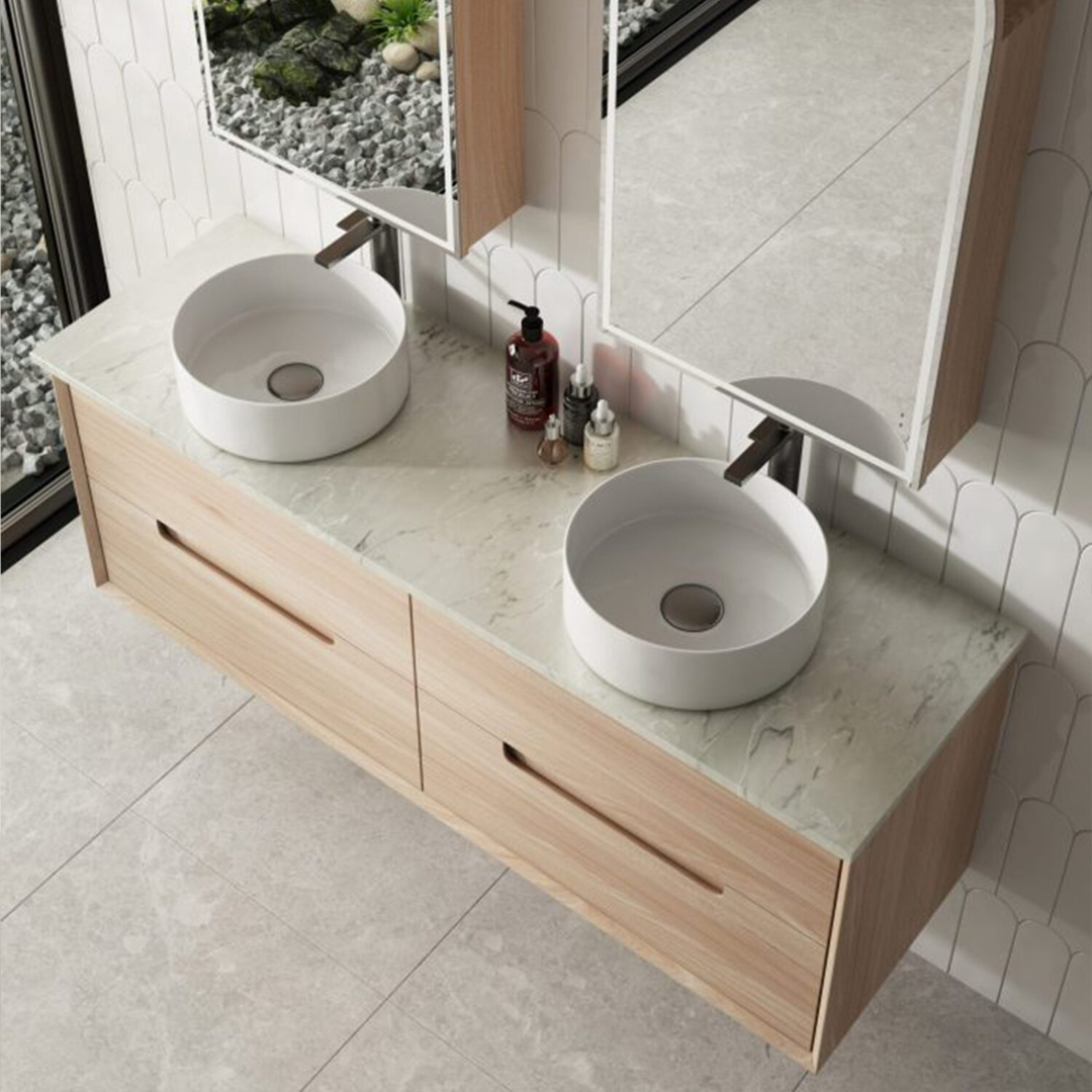 Aulic Ainsley 1500 Cabinet Double With Cato Stone Top With Undermount Basin