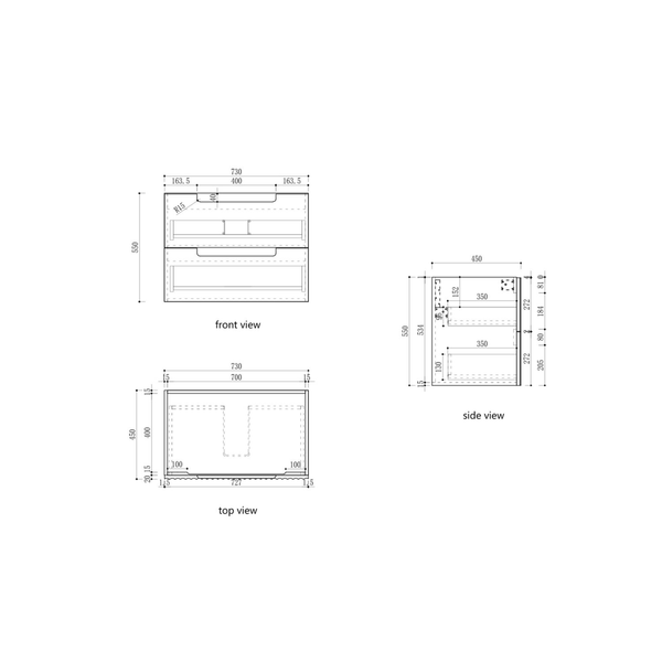Aulic Lovina Tier Wall Hung Harvest Oak Fluted Cabinet 750X460X420mm With Ceramic Top