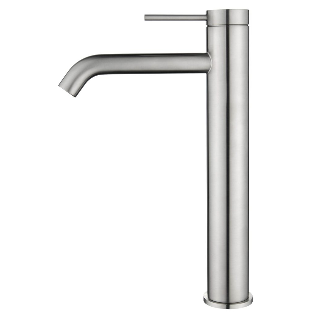 Bella Vista Mica Tall Basin Mixer Curved Spout Brushed Nickel