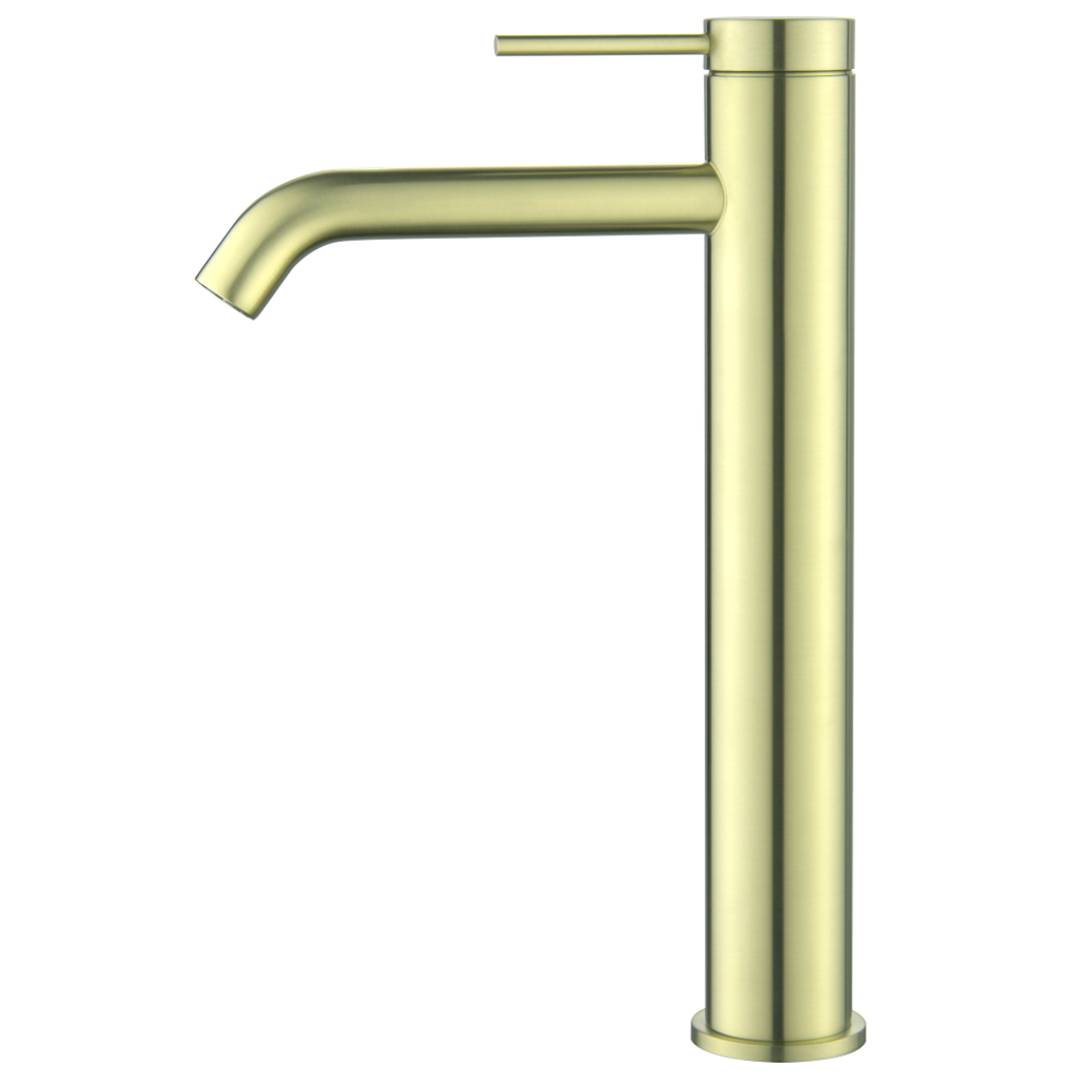 Bella Vista Mica Tall Basin Mixer Curved Spout French Gold