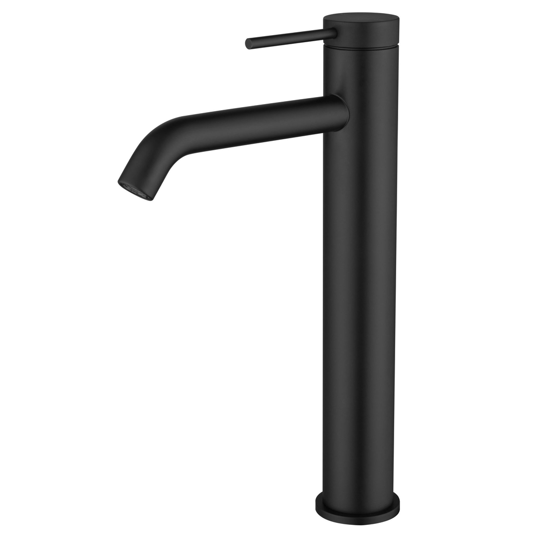 Bella Vista Mica Tall Basin Mixer Curved Spout Black