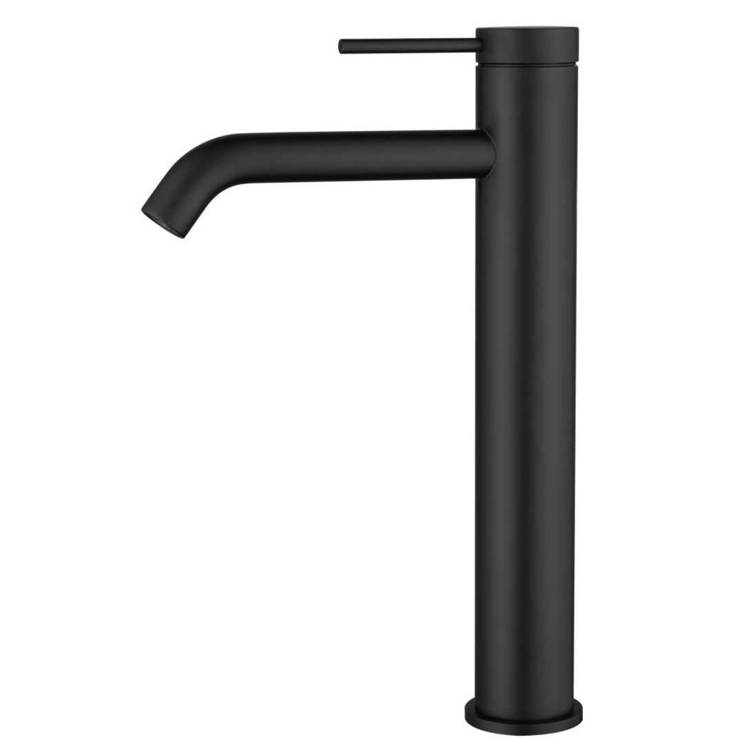Bella Vista Mica Tall Basin Mixer Curved Spout Black