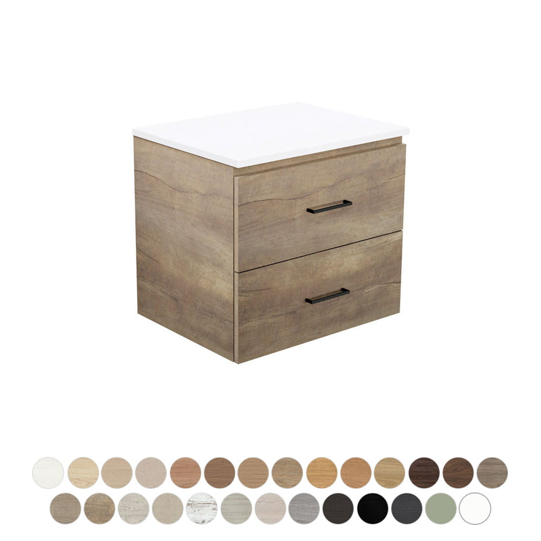 Fienza Carmen 600 All Drawer Wall Hung Vanity Wave Top