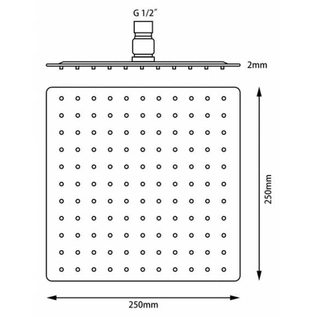 Otti Taranto Super Slim Shower Head Square 250mm Chrome