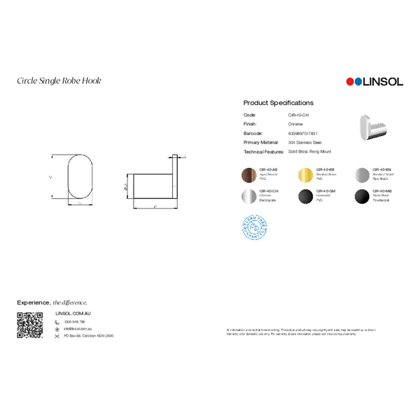 Linsol Circle Single Robe Hook Aged Bronze