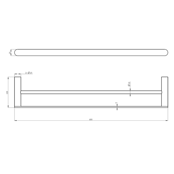 Linsol Circle 600Mm Double Towel Rail Aged Bronze