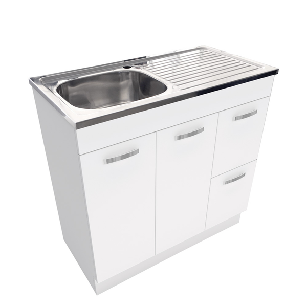 Fienza Citi 900 Unicab Vanity On Kick Solid Doors Left Hand Drawers Nth