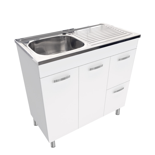 Fienza Citi 900 Unicab Vanity On Legs Solid Doors Right Hand Drawers 1 Tap Hole