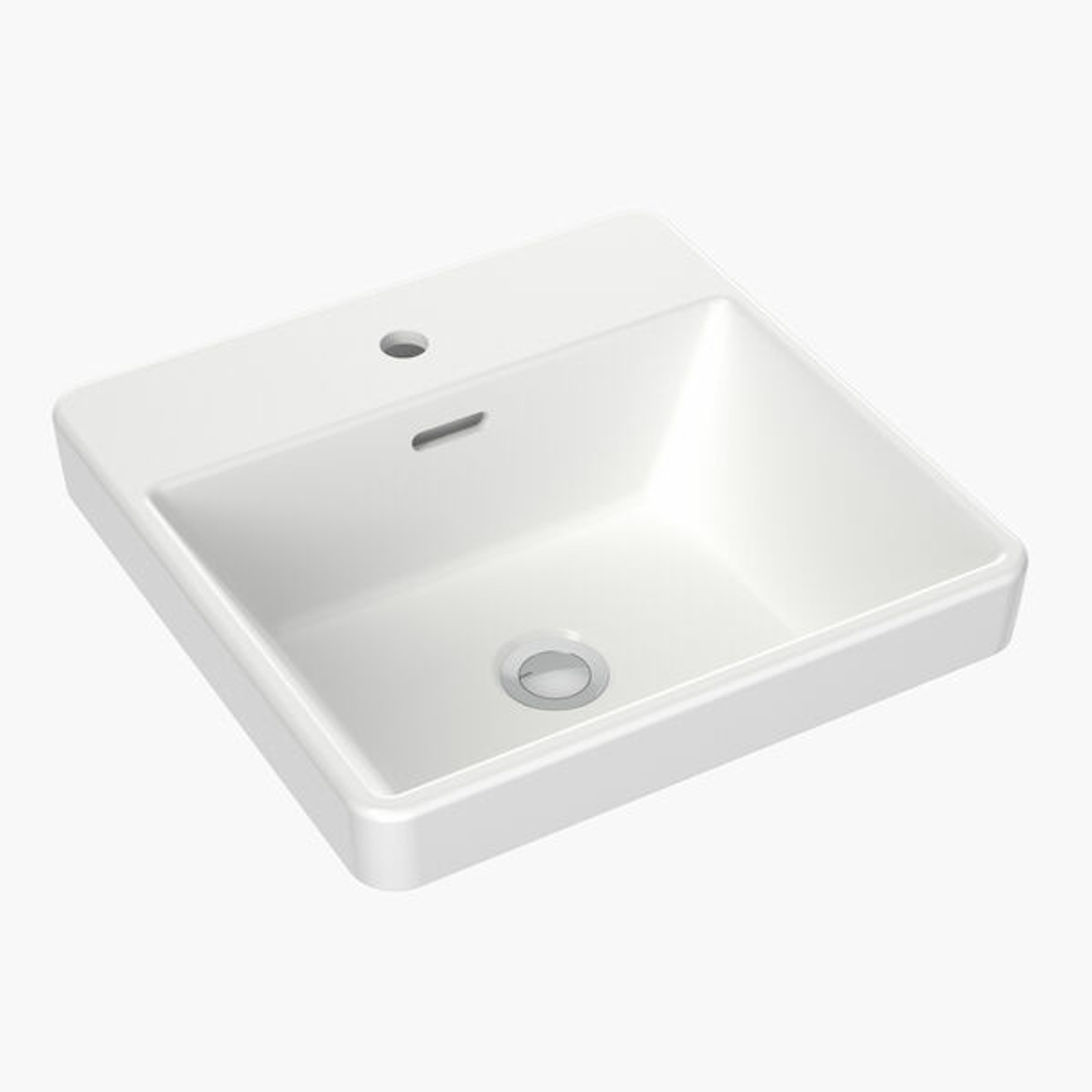 Clark Square Inset Basin With Tap Landing 400mm One Taphole
