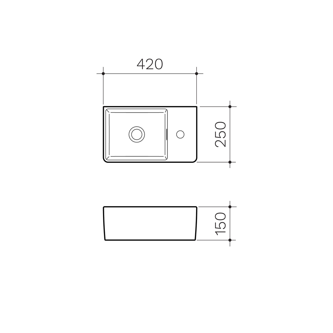 Clark Square Hand Wall Basin One Taphole