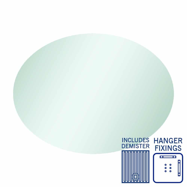 Thermogroup Cody Polished Edge Oval Mirror - 600x800mm with Hangers and Demister