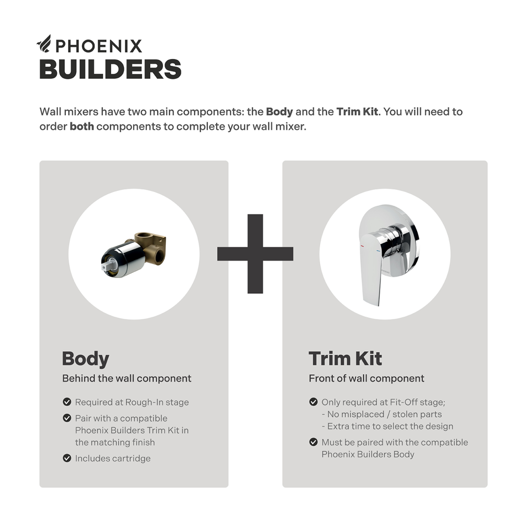 Phoenix Arlo Shower / Wall Mixer Trim Kit Only Chrome