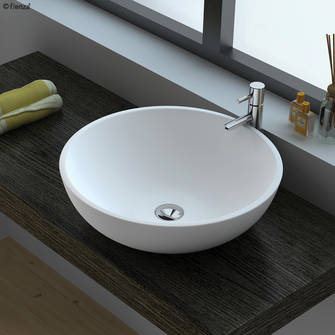Fienza Lexy Solid Surface Cast Stone Basin Matte White Csb038