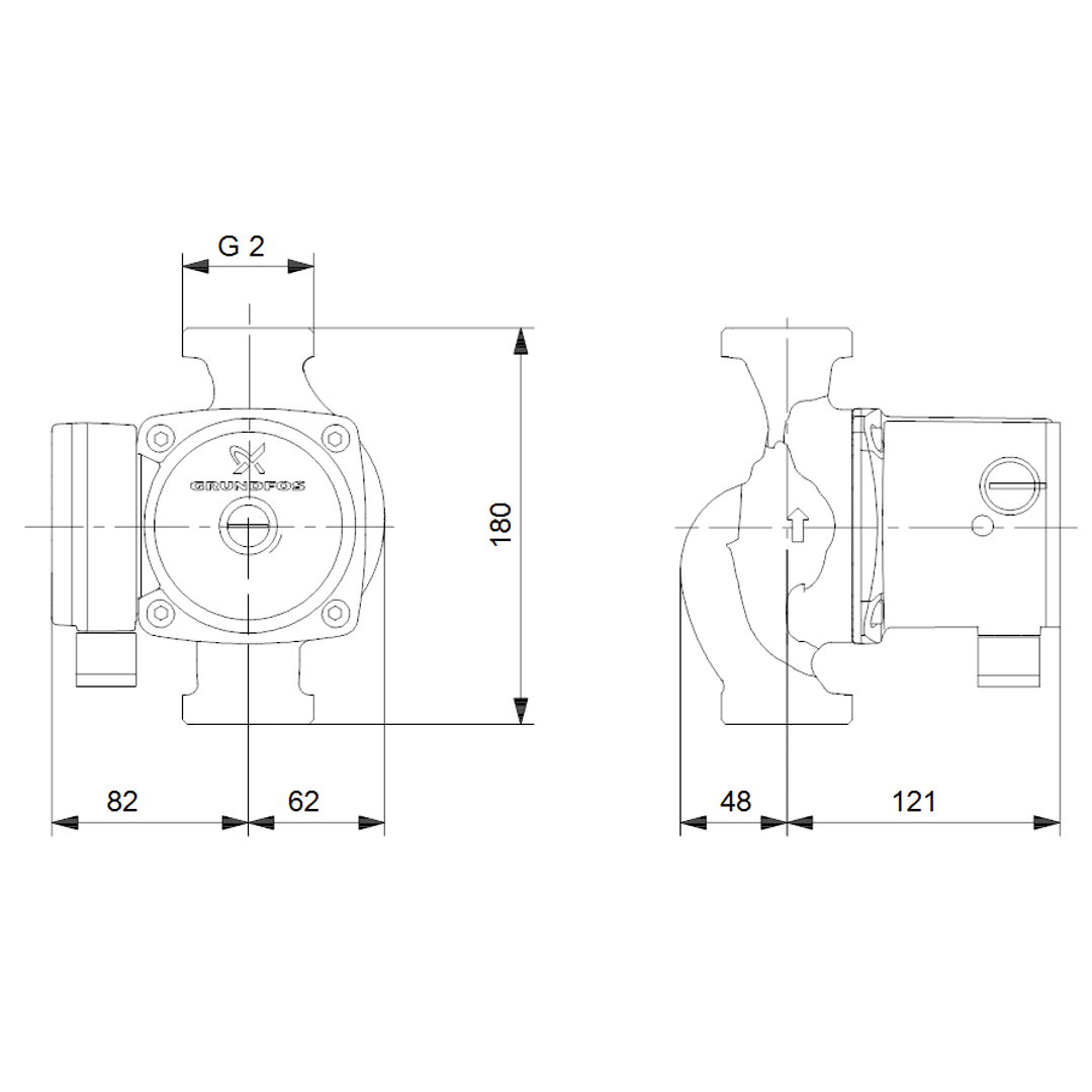 Grundfos UPS32-80N In Line Circulating Pump 95906448