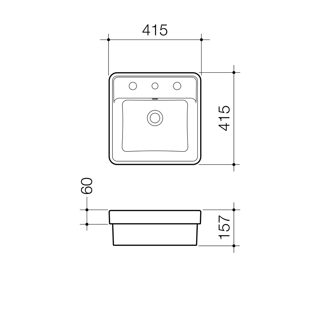 Caroma Carboni II Inset Basin White 1 Tap Hole