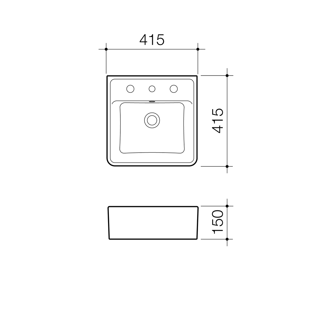 Caroma Carboni II Wall Basin 1 Tap Hole White
