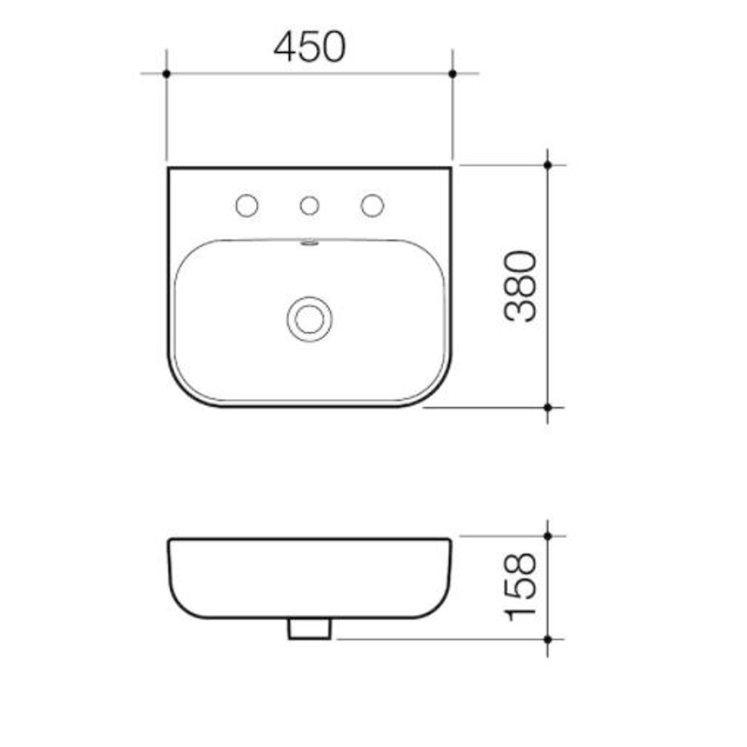 Caroma Luna Wall Basin 0 Tap Hole White 874205W