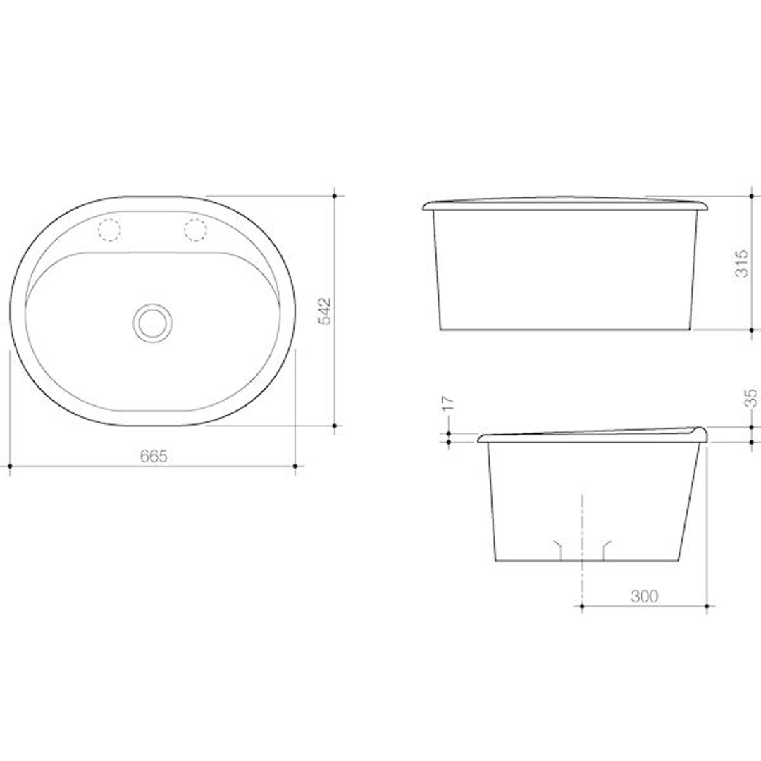 Caroma Metro 35 Utility Basin - 0 Tap Hole 655X542mm White