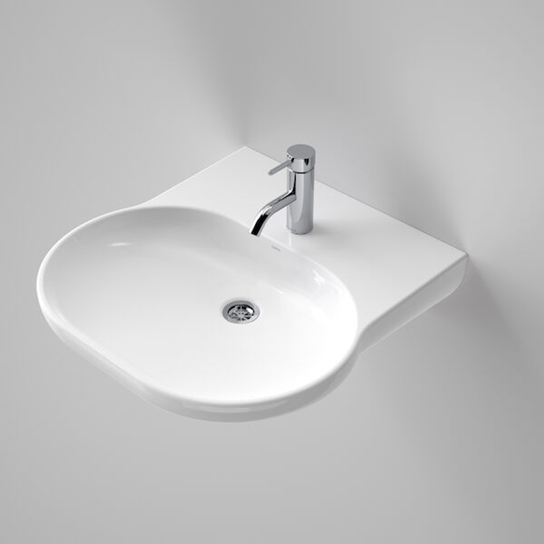 Caroma Opal Sole Wall Basin White 1 Tap Hole