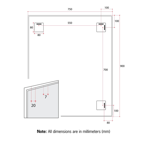 Thermogroup Carson Rectangle Gold Framed Mirror - 900X750Mm