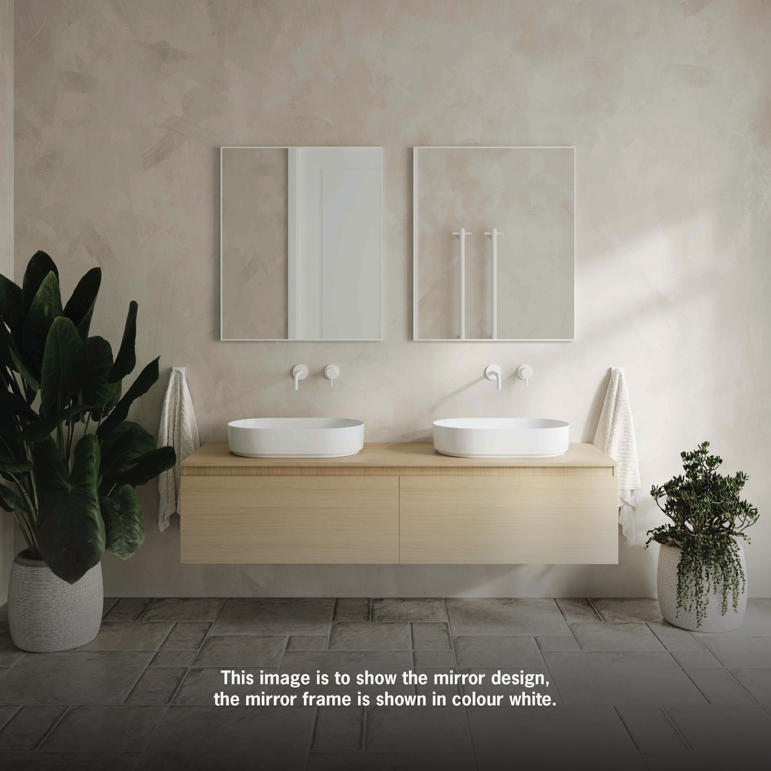 Thermogroup Carson Rectangle Black Framed Mirror - 900X750Mm - Includes Mirror Demister