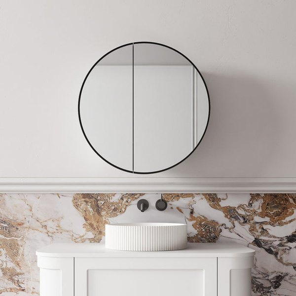 Cassa Design Auris Round Shaving Cabinet 600X600X180mm Matte Black