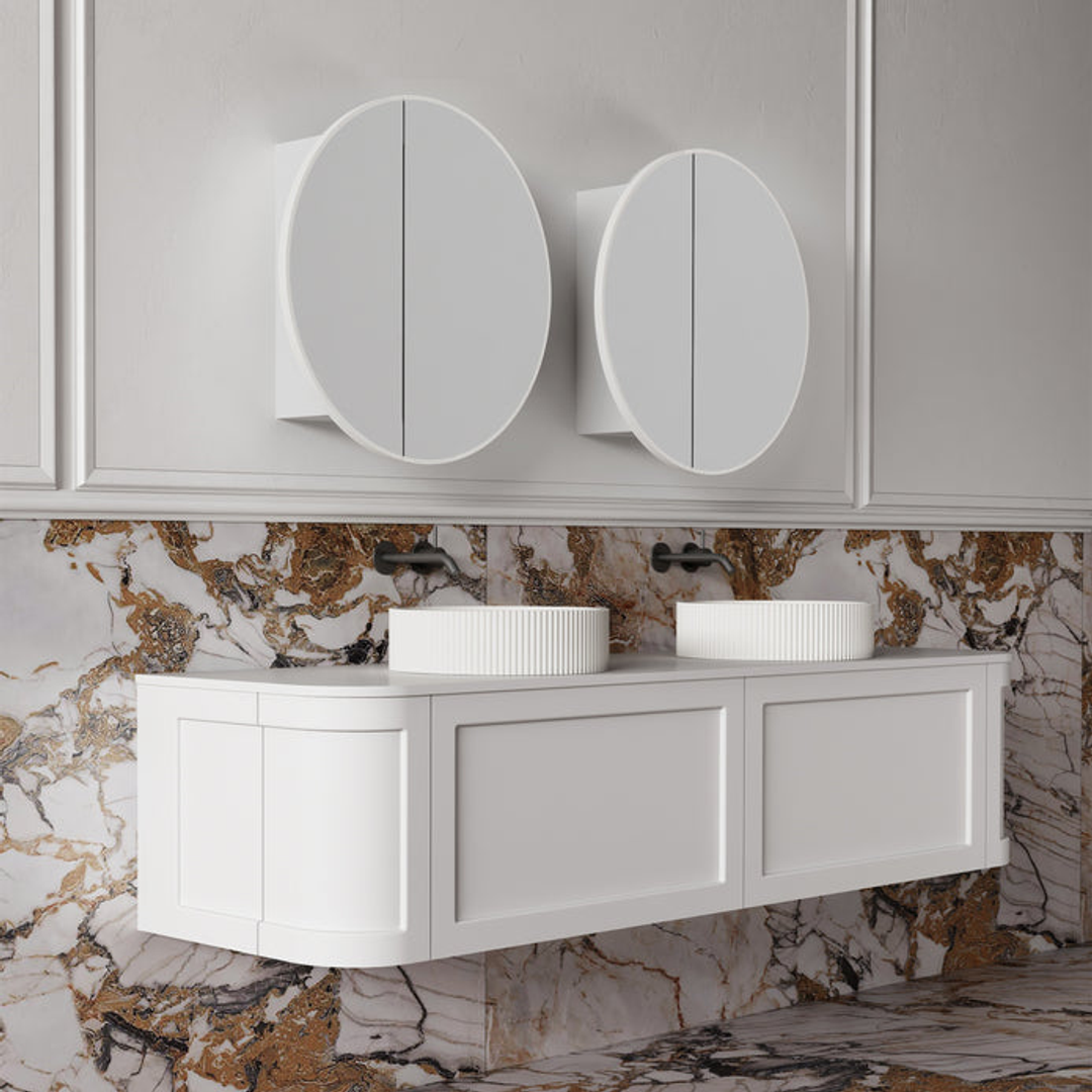 Cassa Design Auris Round Shaving Cabinet 800X800X180mm Matte White