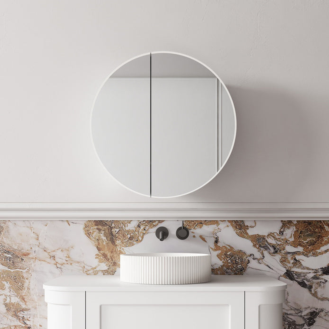 Cassa Design Auris Round Shaving Cabinet 600X600X180mm Matte White