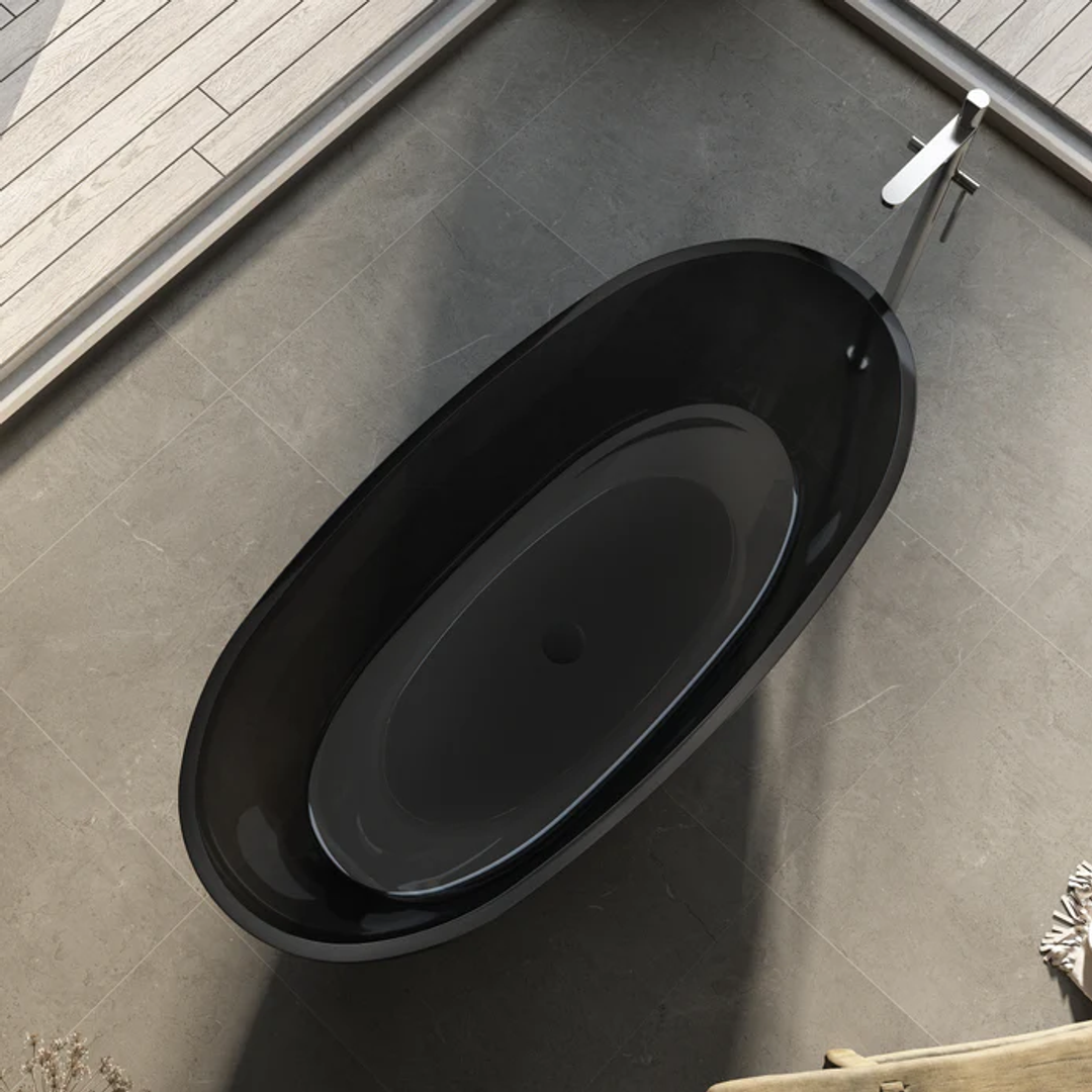 Cassa Design Wow Translucency Resin Stone Bath Morion Black 1500mm