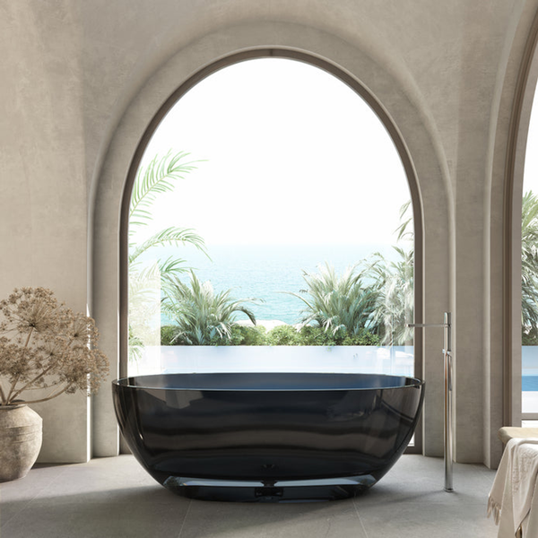 Cassa Design Wow Translucency Resin Stone Bath Morion Black 1650mm