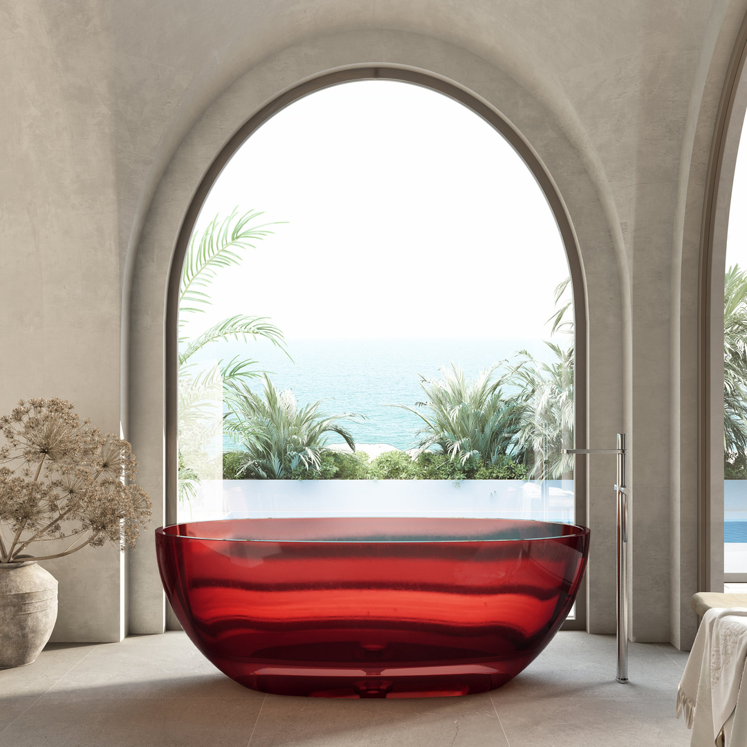 Cassa Design Wow Translucency Resin Stone Bath Vivid Red 1500mm