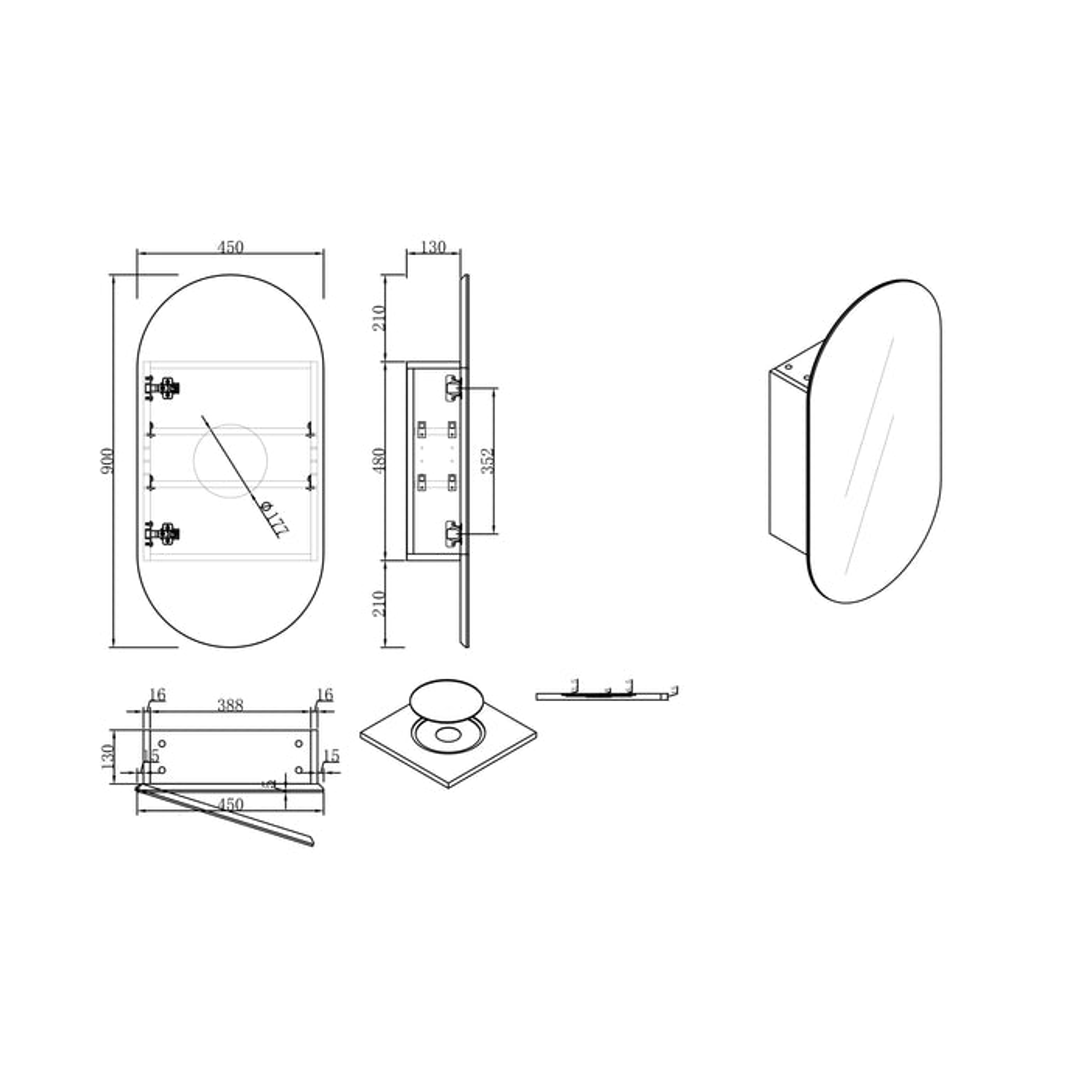 Cassa Design Elli Shaving Cabinet 450X900X150mm Matte Black