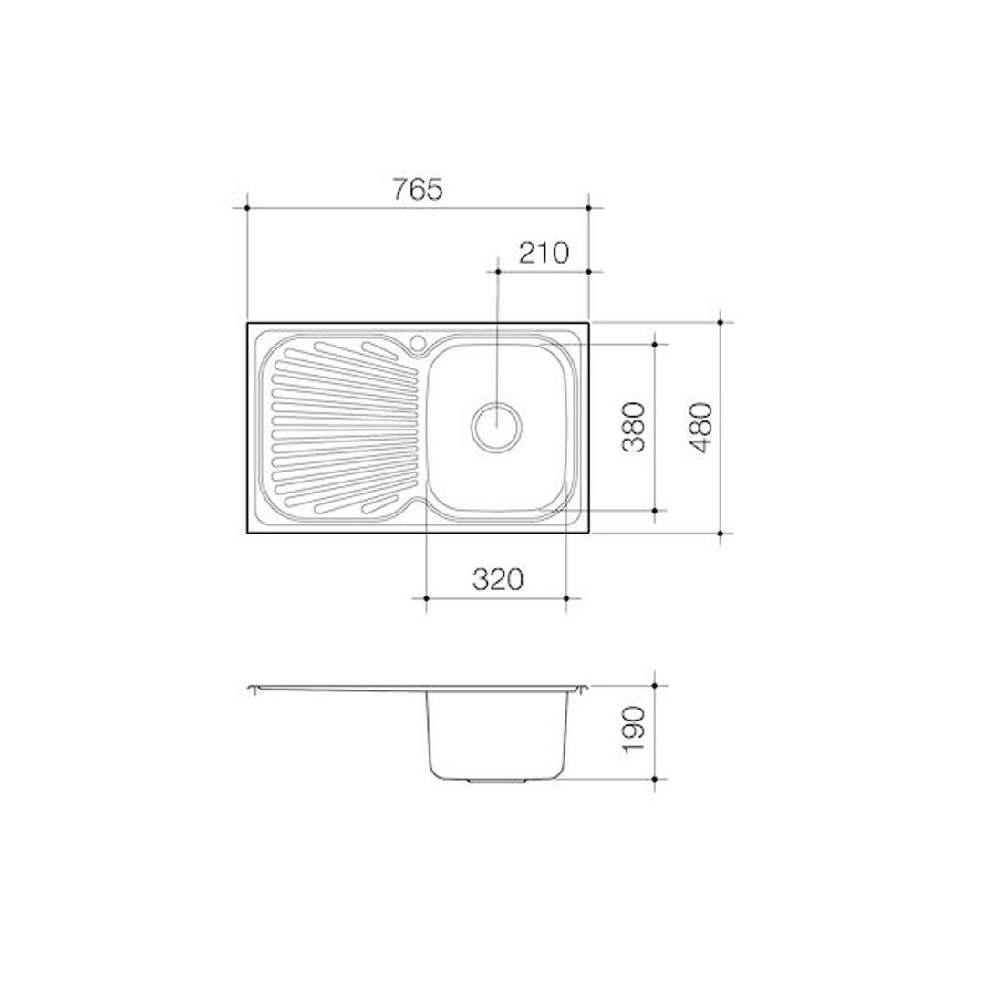 Clark Vital 780mm Single End Bowl Sink 1123 1 Tap Hole Right