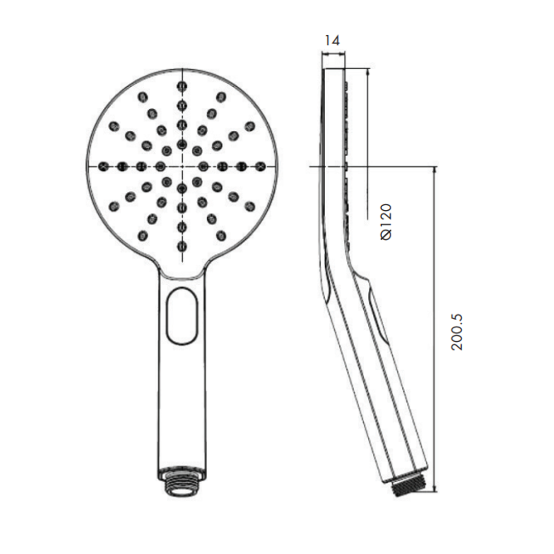 Collis Bakara 3F Round Handset Chrome H12013