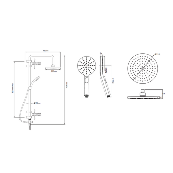 Collis Bakara Niagara Shower Column With Elbow Chrome