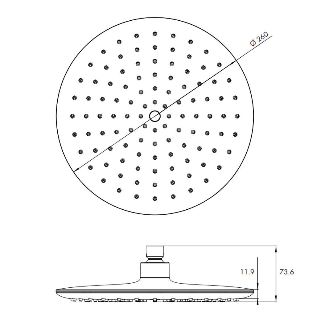 Collis Willow Shower Head 265mm Chrome D12011