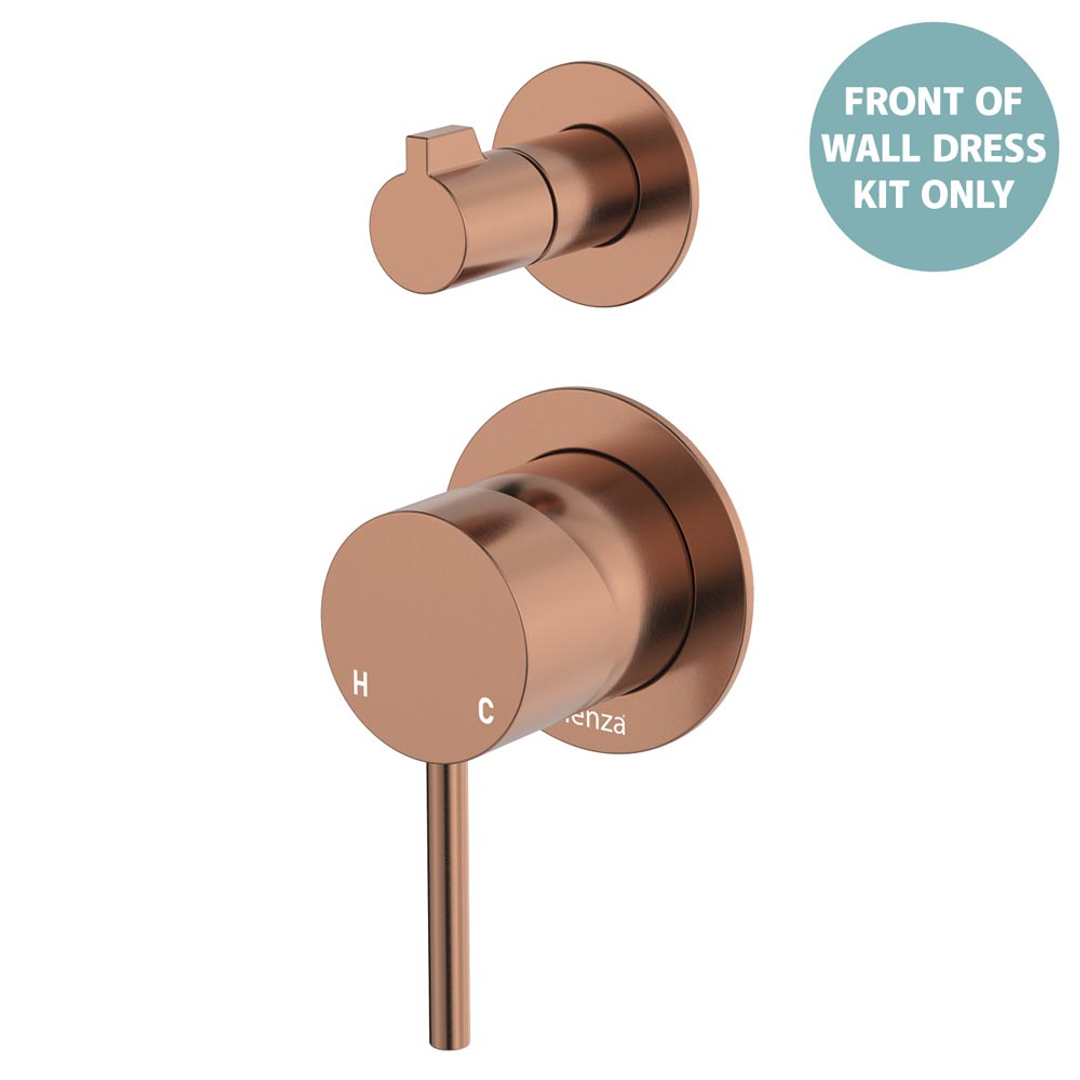 Fienza Kaya Brushed Copper Wall Diverter Mixer Dress Kit Set Small Round Plates Lf Sus304